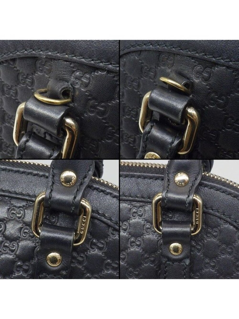 Gucci Shoulder Bag Mini Dome 2-Way Black Micro Guccissima Leather Gold - Picture 9 of 12